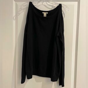 EUC White + Warren Black cashmere Cold Shoulder sweater size large